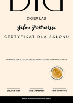 Certyfikat Salonu Partnerskiego - Didier Laboratoires