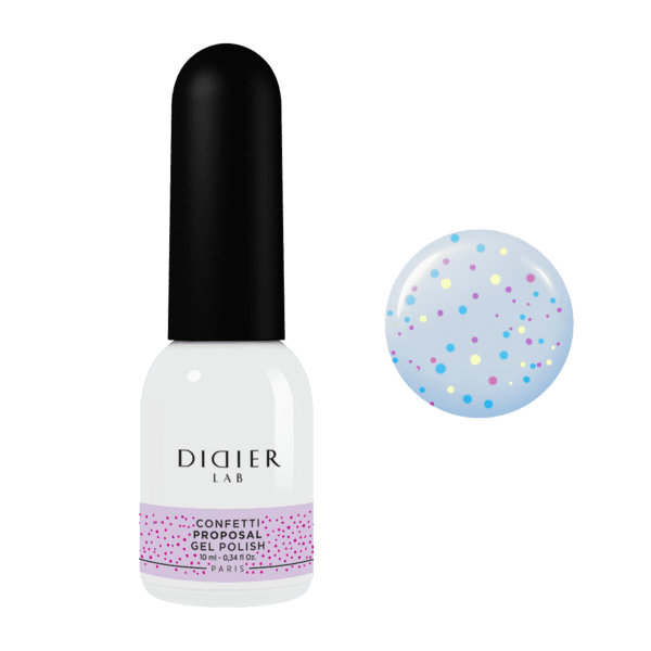 Mleczny lakier hybrydowy z drobinkami Confetti - Proposal, Didier Lab, 10ml