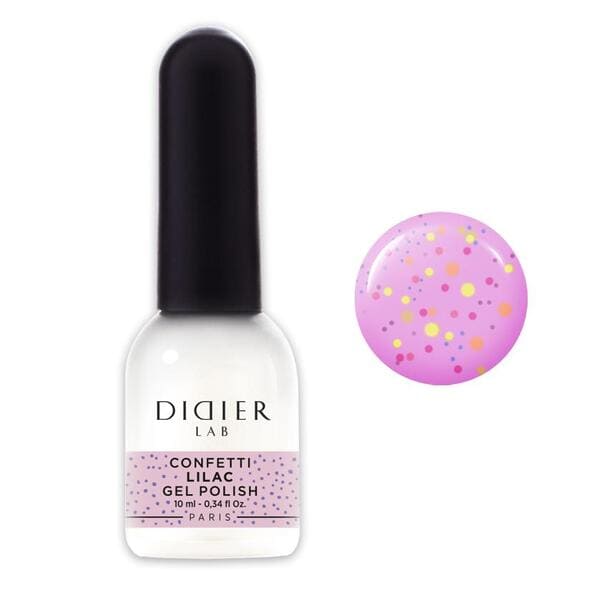 Różowy lakier hybrydowy z drobinkami Confetti - Lilac, Didier Lab, 10ml